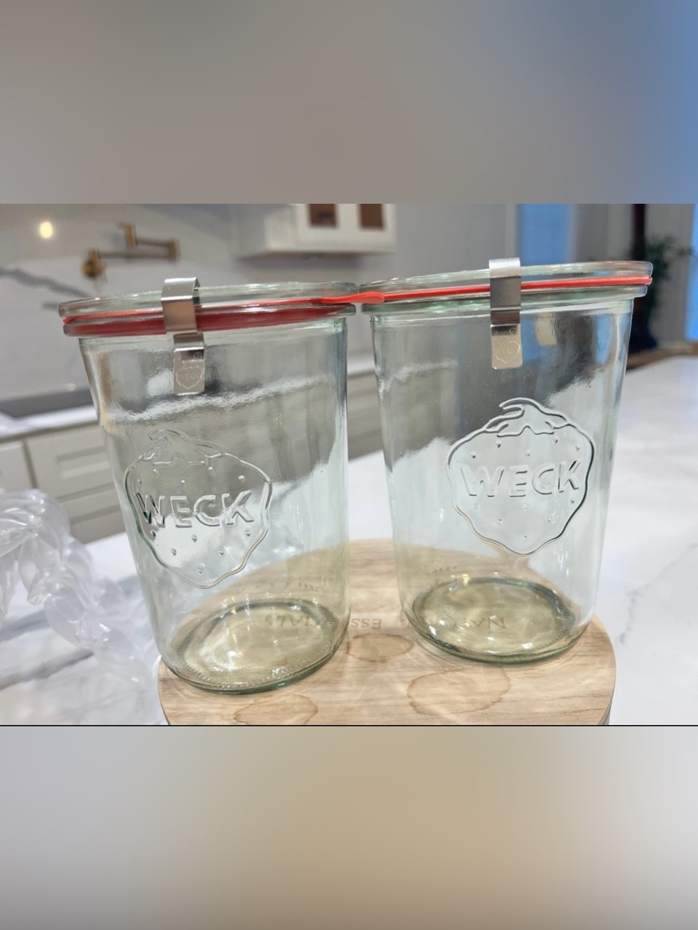 Beautiful Set of 2 Weck 743 Glass Jars (850ml)